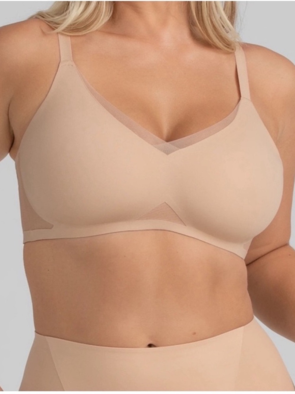 Honeylove CrossOver Wireless Bra Nude Beige Mesh Large - Picture 1 of 5